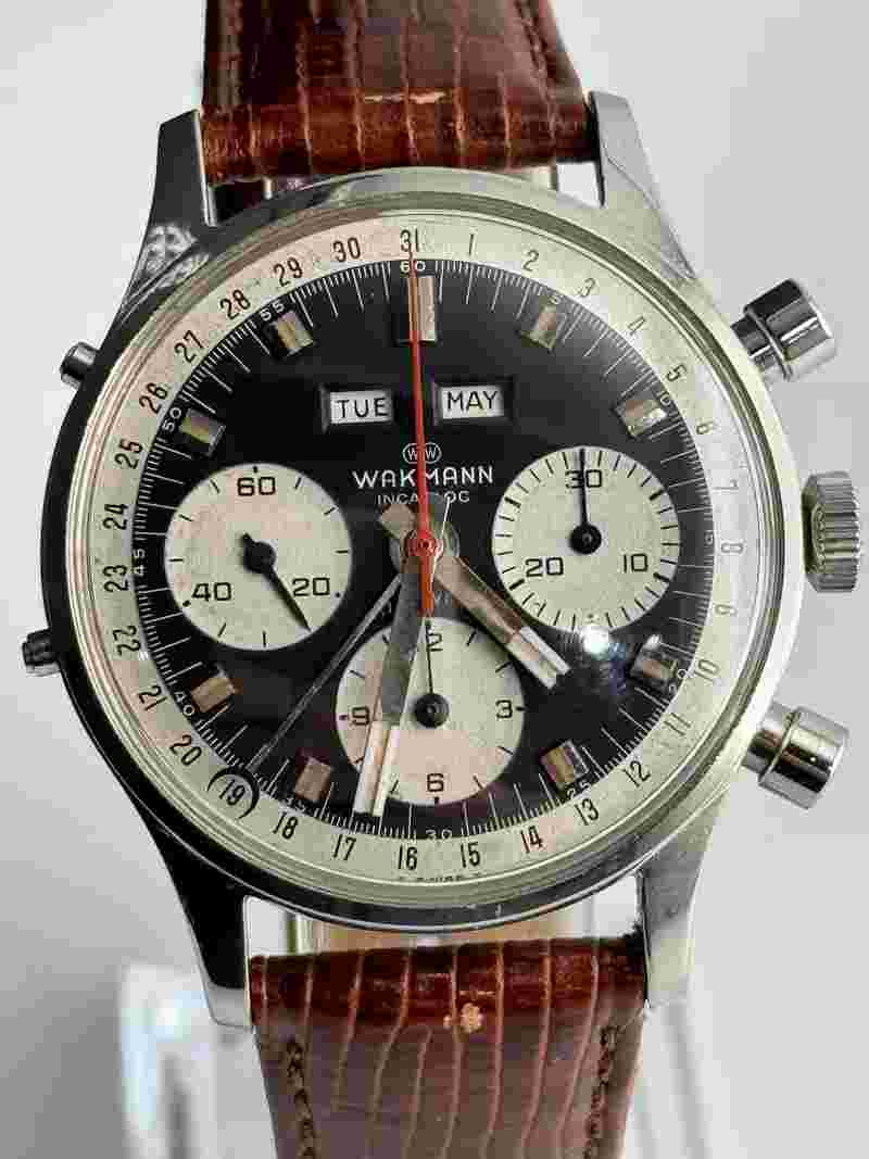 Wakmann Triple Date Vintage Valjoux 72c Chronograph All Stainless Serviced