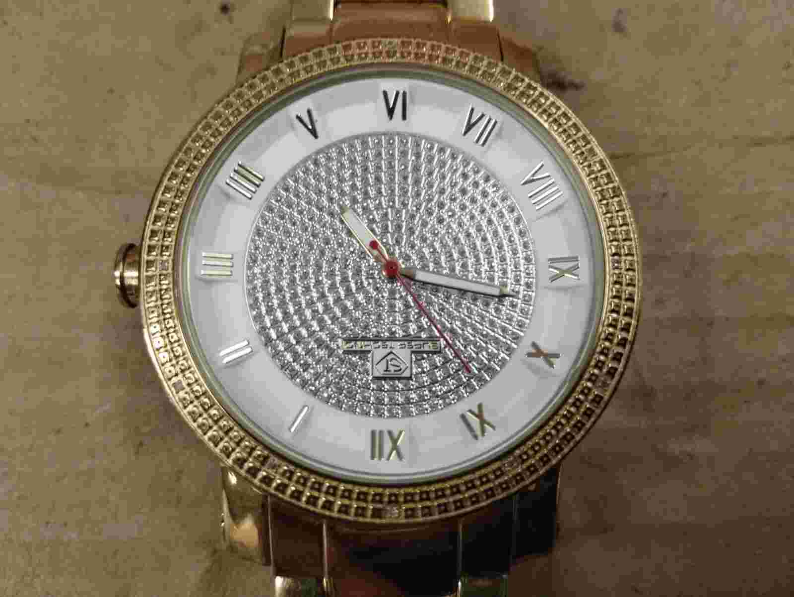 SUPER TECHNO I-5383 GOLDTONE MENS ANALOG QUARTZ WATCH 50mm NEW BATTERY