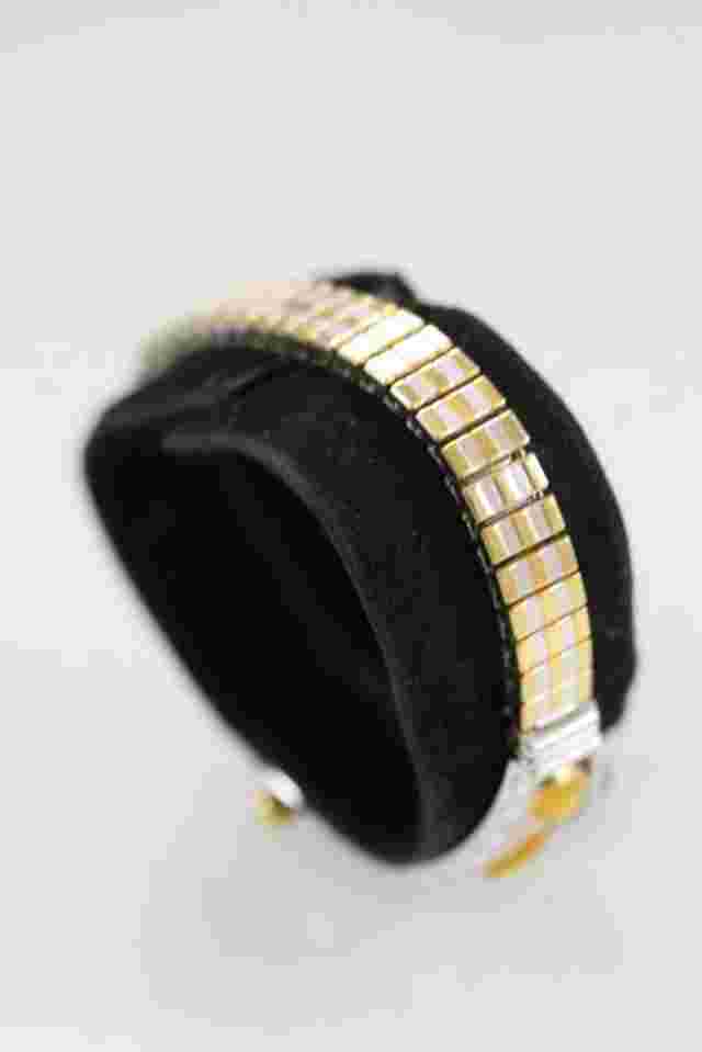 Cache Watch Women Silver Gold Stainless Steel Stretch WR Battery White Quartz