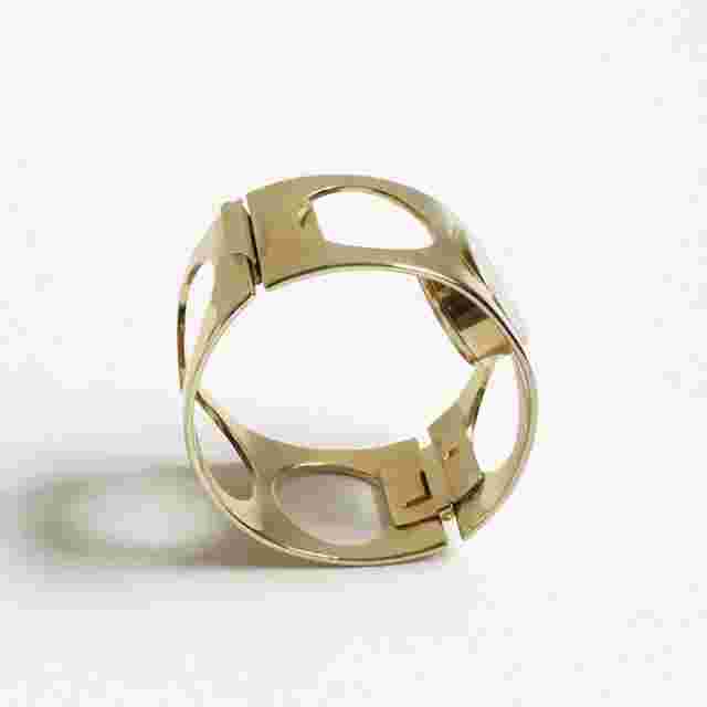 Vintage Marcel Boucher Cutout Hinged Cuff Bracelet Manual Space Age Watch