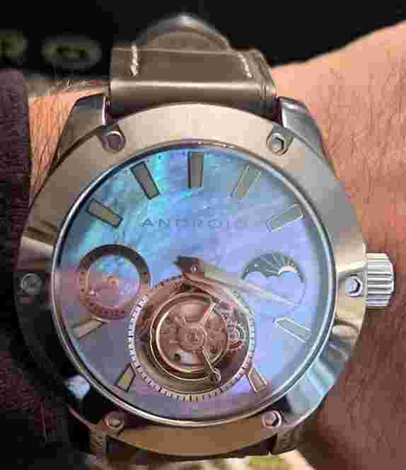 Android Virtuoso Tourbillon GMT Moon Phase Watch LE - Ice Blue Mother of Pearl