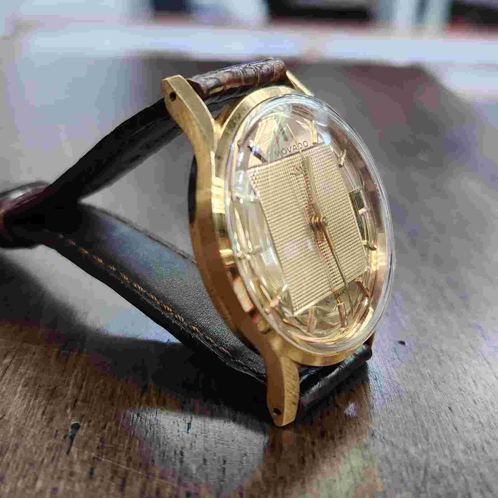 Vintage 18KT Pink Gold Movado Kingmatic Unpolished Condition Watch Ref: 196