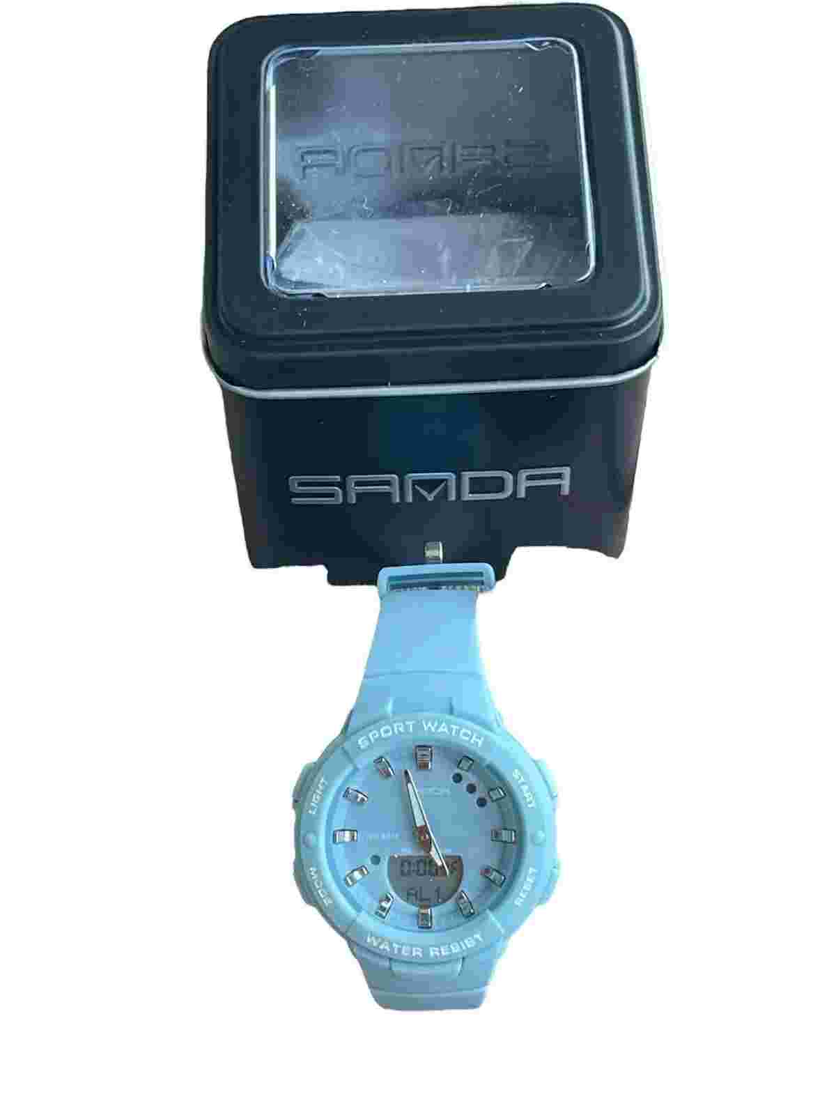 Sanda Women's Baby Blue Digital Analog Sports Watch Water Resistant WT Light