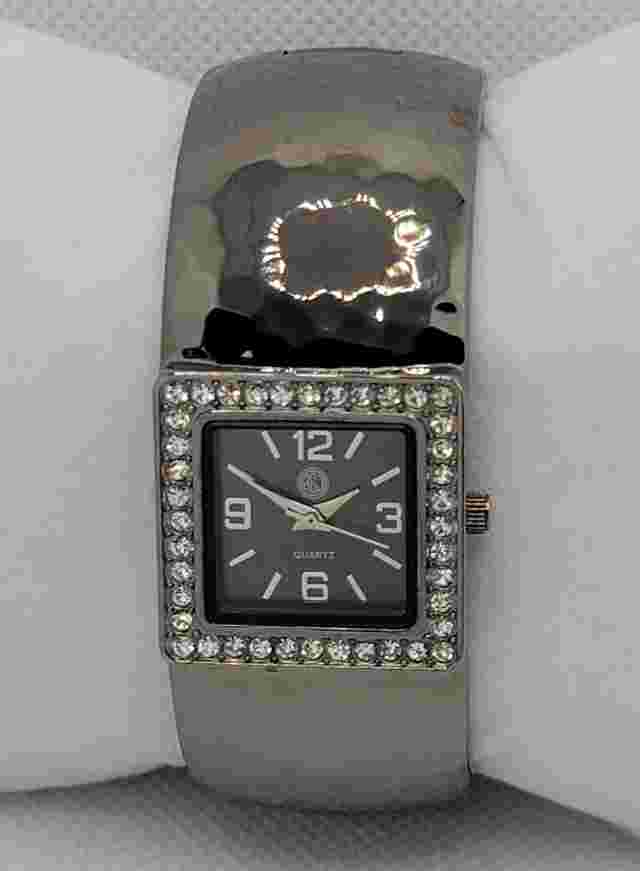 Ladies R.J.Graziano Stylish Paved Bezel Black Tone Bangle Analog Watch K1