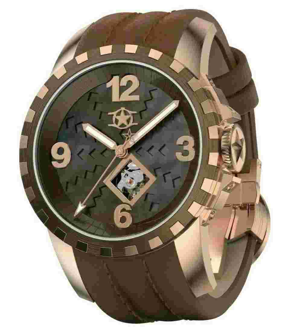 Watchstar Bellissimo Star Men's Miyota 24 Jewel Automatic Leather Strap Watch