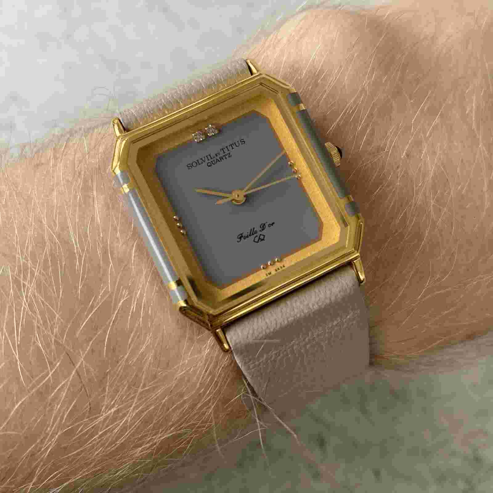 Ladies Solvil Et Titus Feille D’or Gold Plated Diamond Marker Quartz Watch - Box