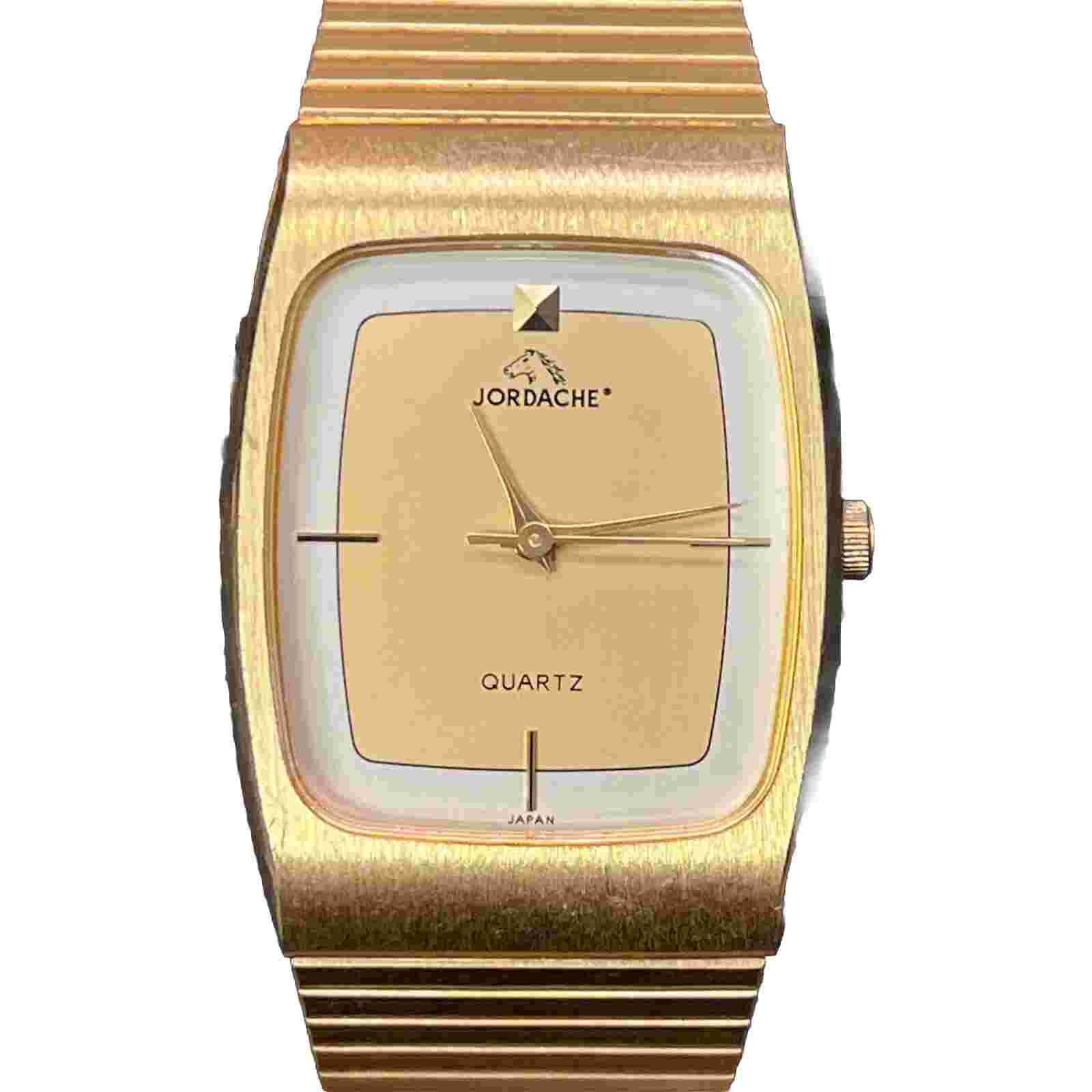VINTAGE Jordache Analog Quartz Gold Tone Adjustable Link Watch NEW BATTERY