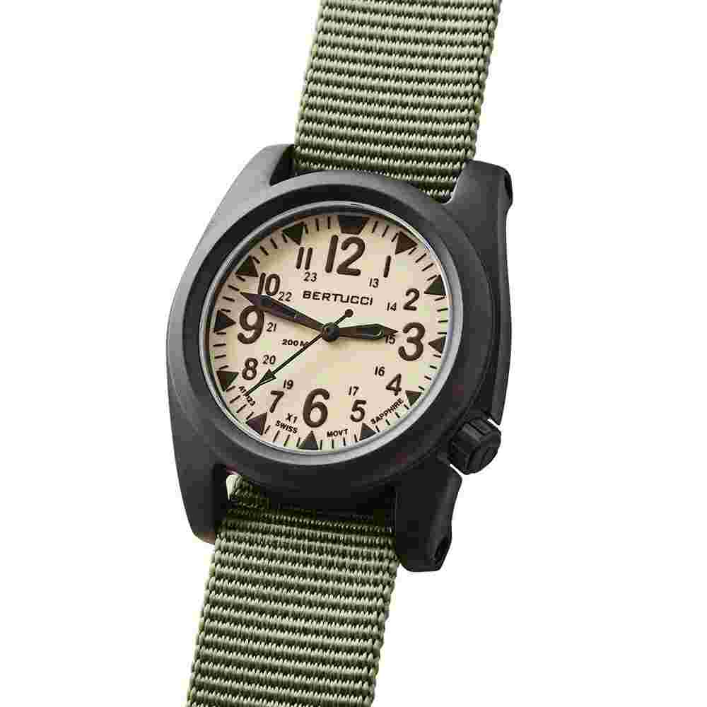 Bertucci A-2S Unisex Luminous Dial Defender Olive Nylon Band Quartz Watch 11125