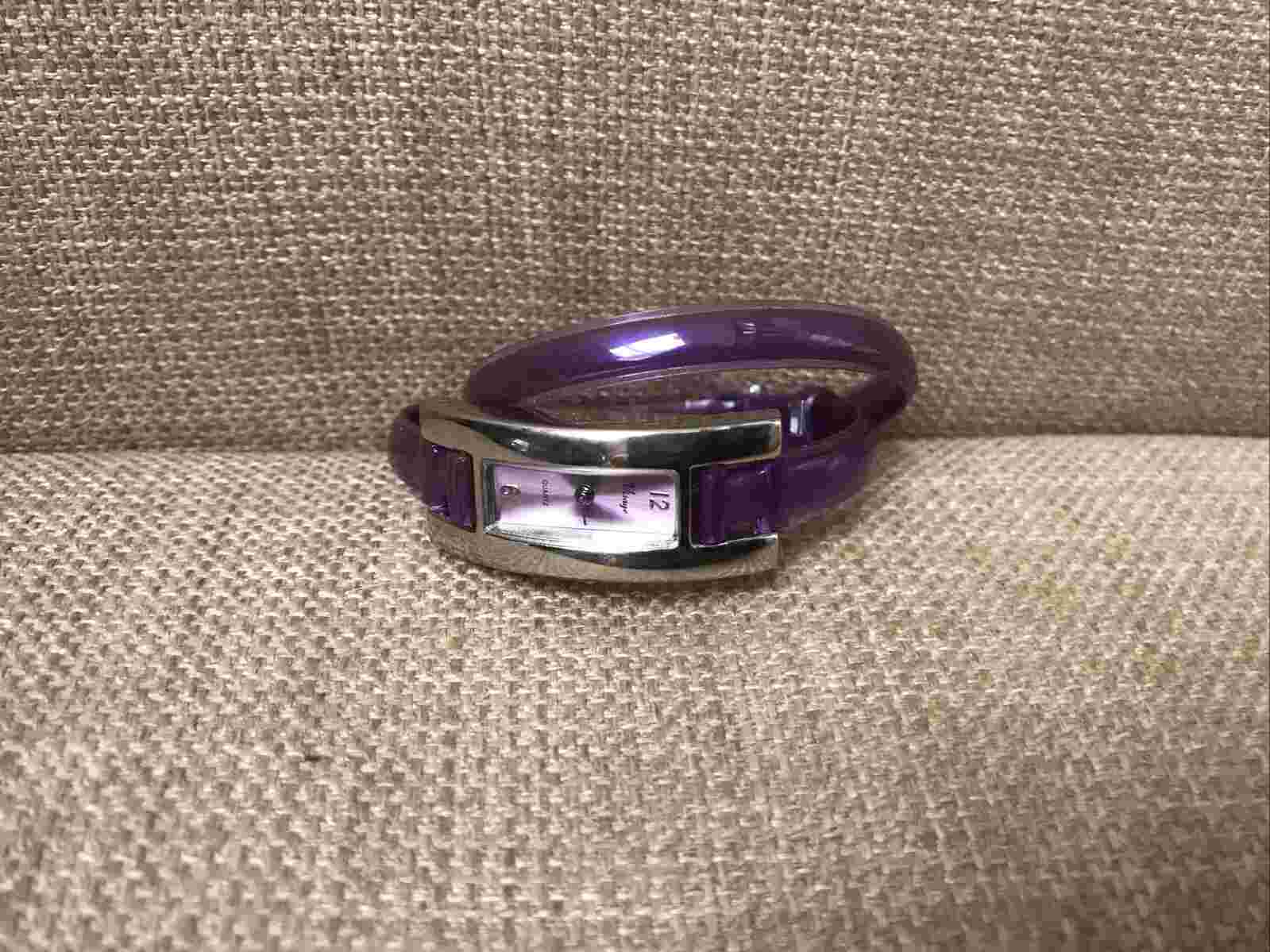 Visage womens watch bracelet Purple Double Wrap Wrist Strap Purple Hue Face Rare