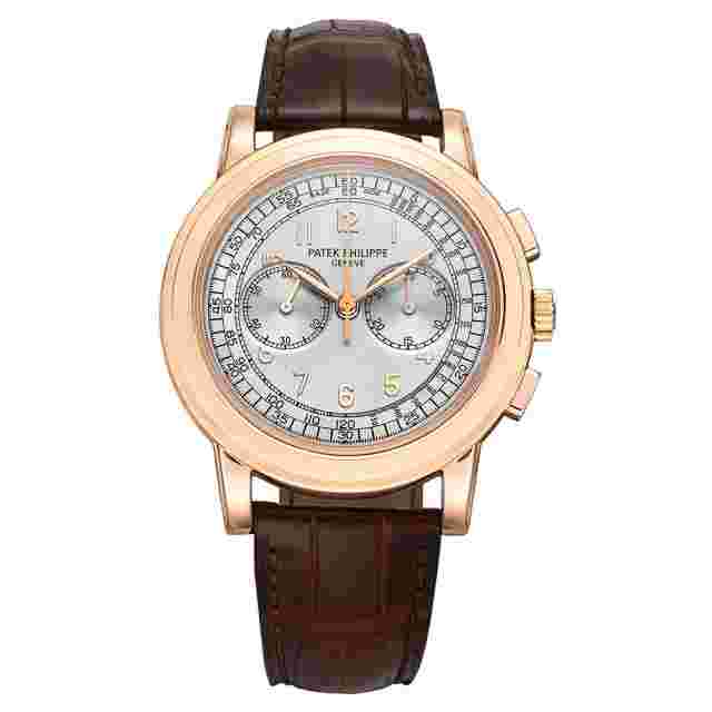 Patek Philippe Grand Complications Silver Men's Brown Leather Strap Watch - 5070R
