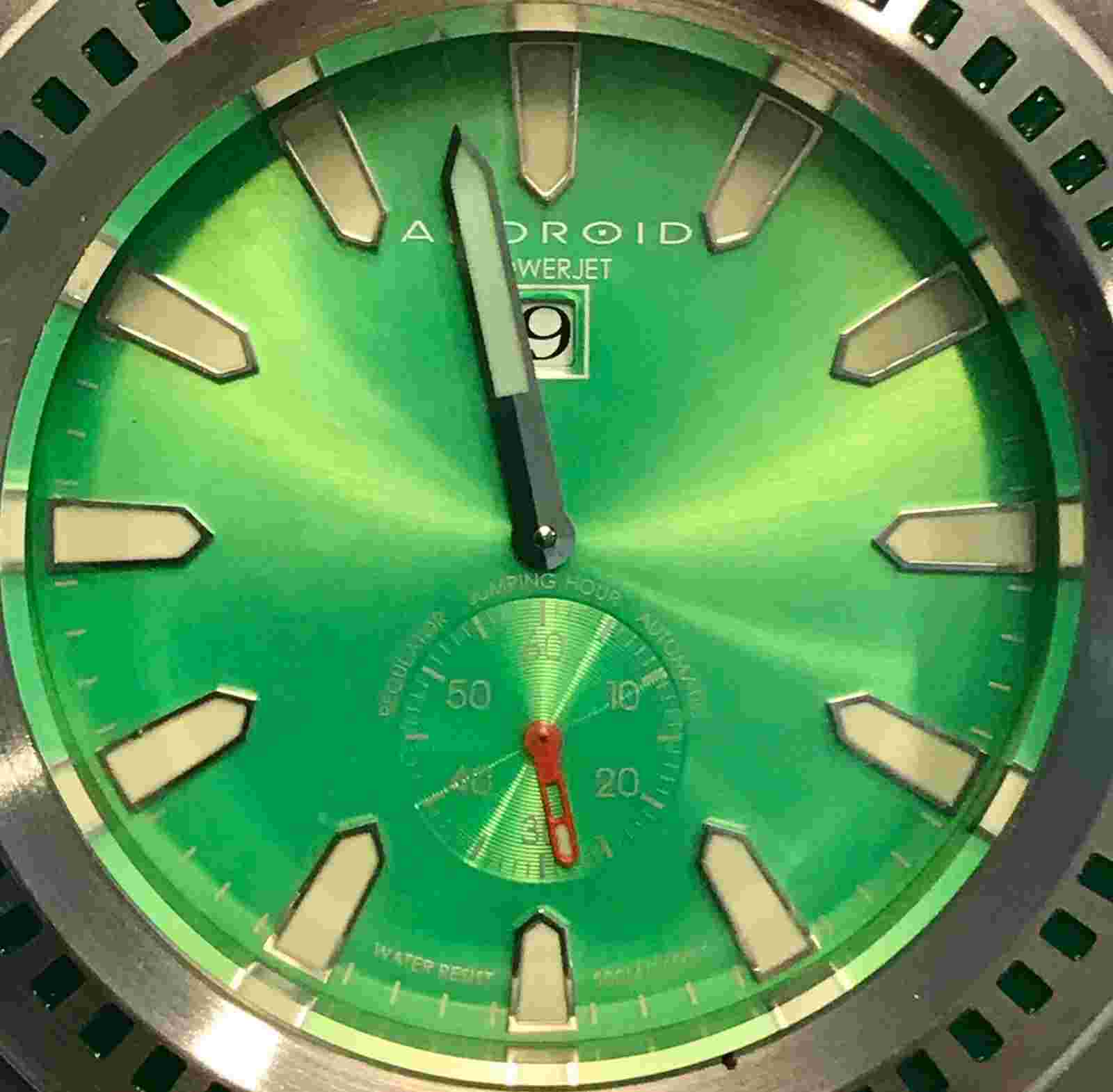 50mm Auto JUMP HOUR Divemaster Silvertone Bracelet  Seagull 2709 ANDROID Watch