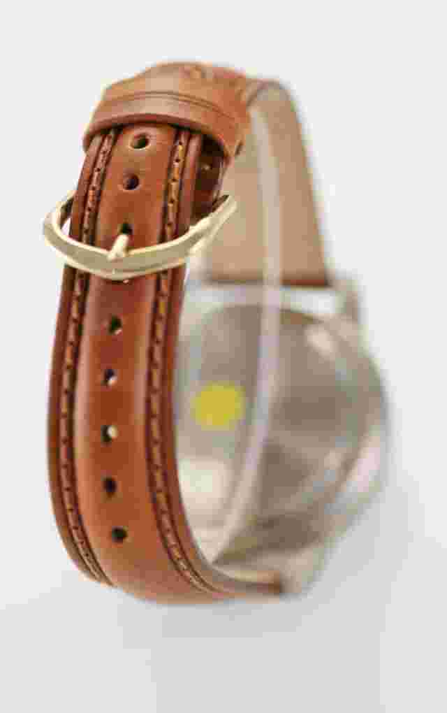 Sierra Club Blue Mens Silver Gold Stainless Brown Leather Quartz Day Date Watch