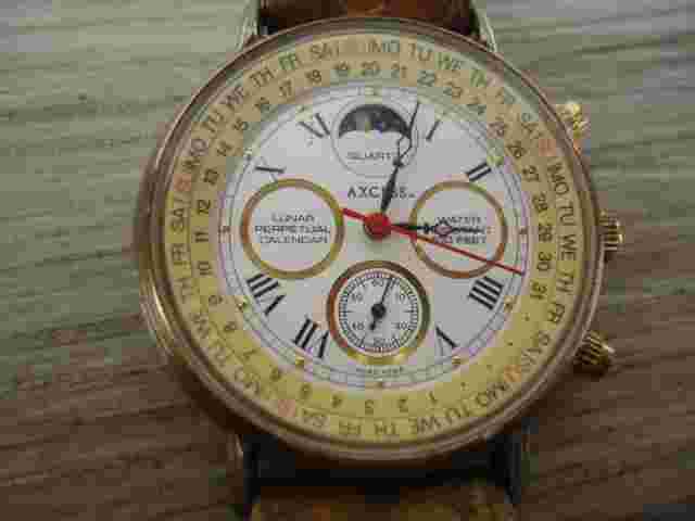 VTG Axcess Lunar Perpetual Calendar Watch Anthropomorphic Sun READ NOT WORKING