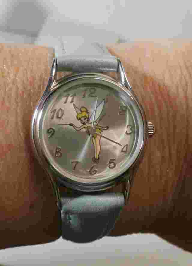 Vintage Disney Time Works Tinkerbell Watch - Blue Leather Band - New Battery