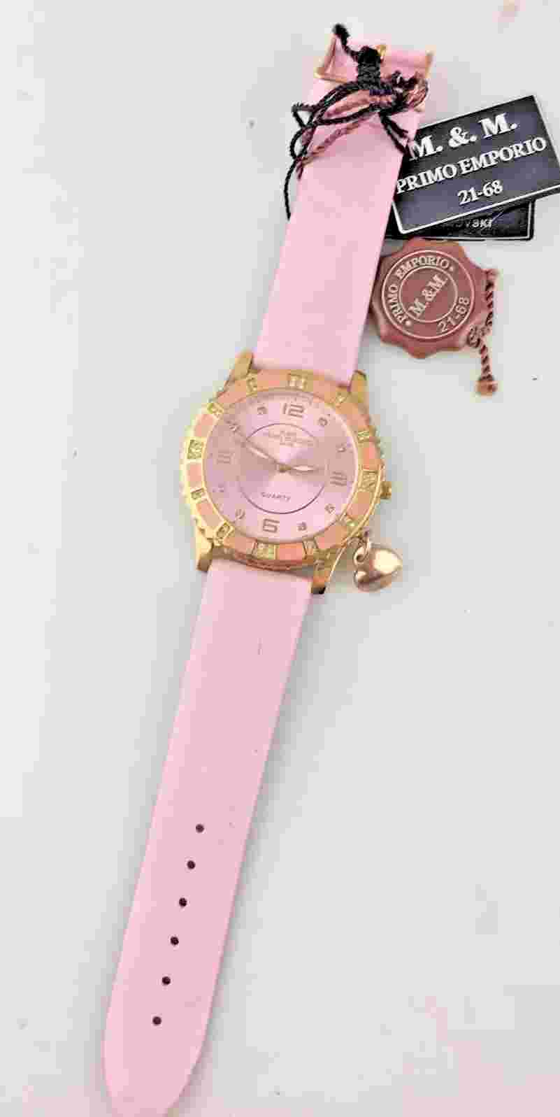 Watch M&M First Emporio Quartz Women 42mm Oversize Rhinestone Heart Pendant