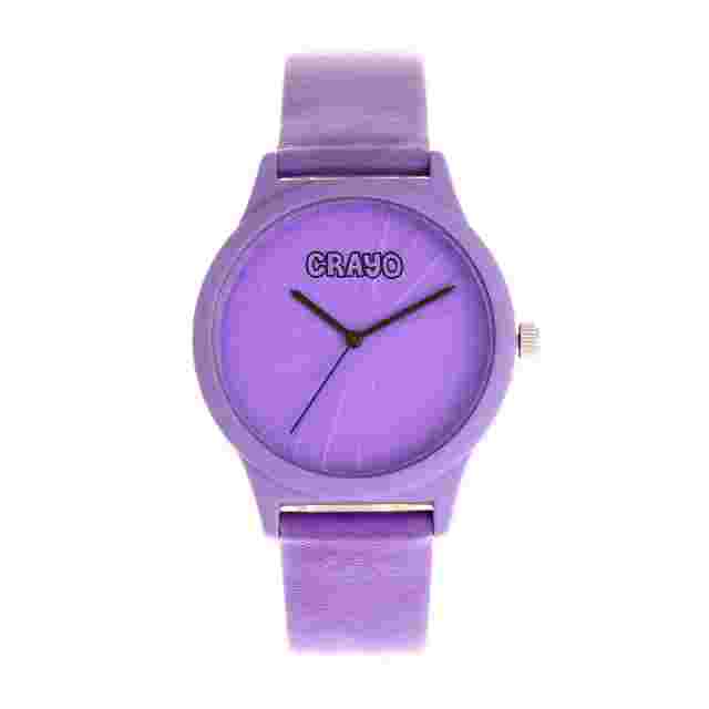 CRAYO CRACR5307 Splat Leatherette Strap Watch Purple