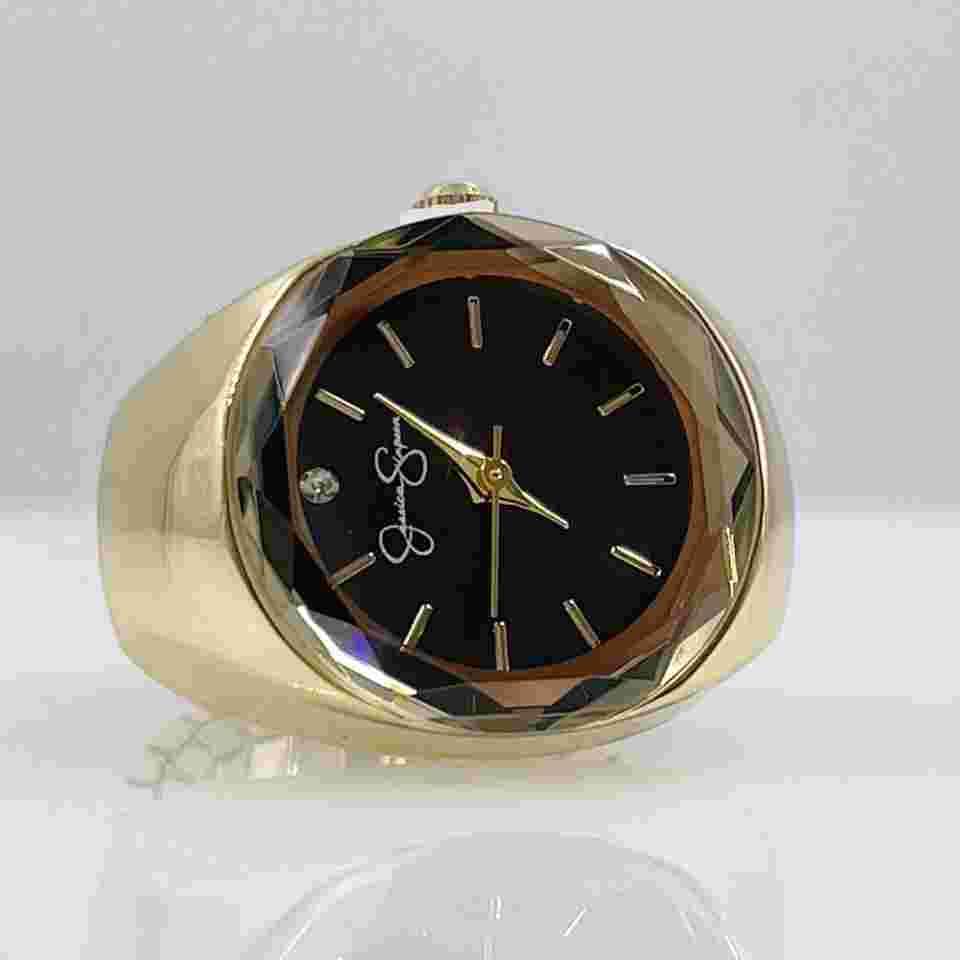 JESSICA SIMPSON LADIES STYLISH MODERNIST DESIGN GOLD TONE FINGER WATCH