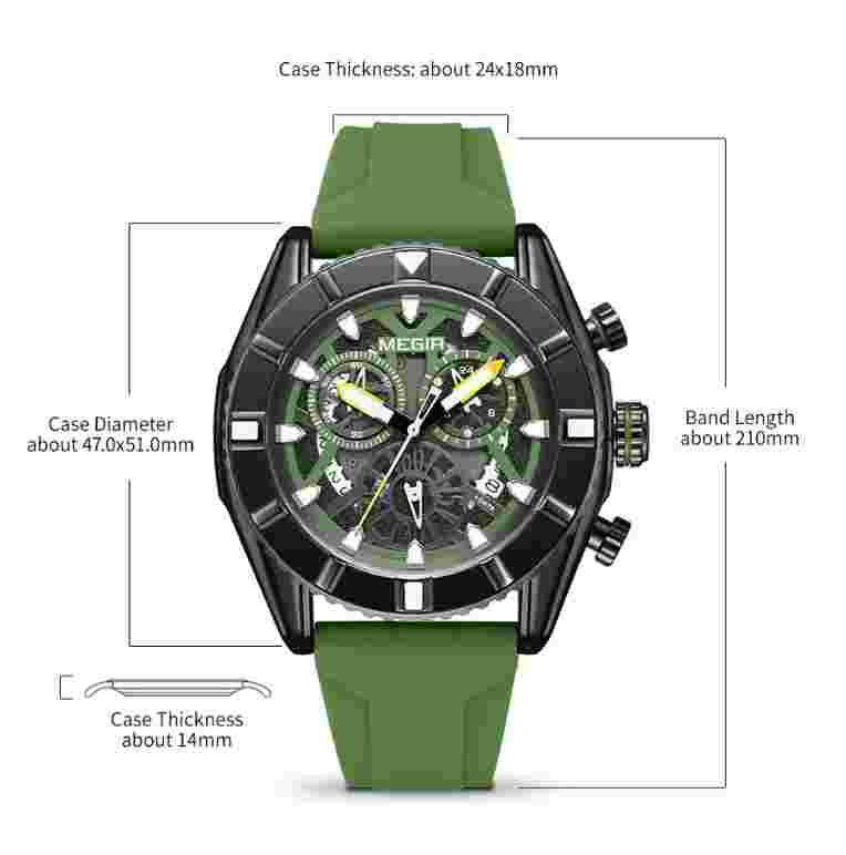 MEGIR Luxury Watch For Men Chronograph Quartz Mens Watch Chronograph Dial Watch