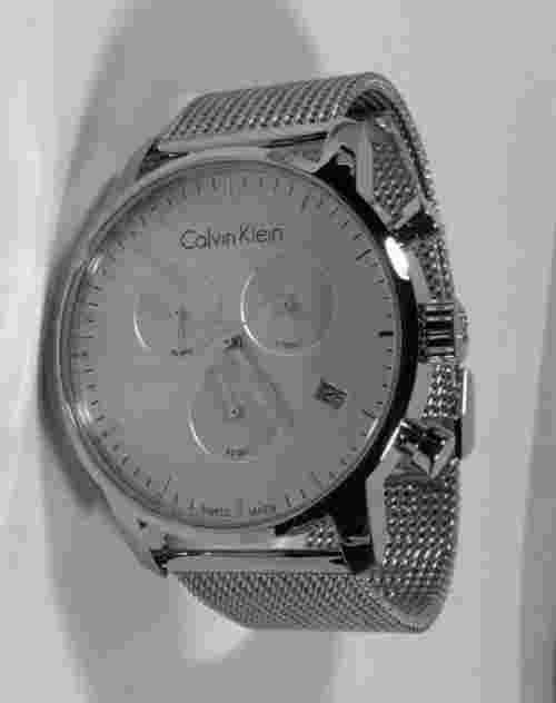 Calvin Klein, High Noon, Silver Dial & Mesh Bracelet. Men's watch.
