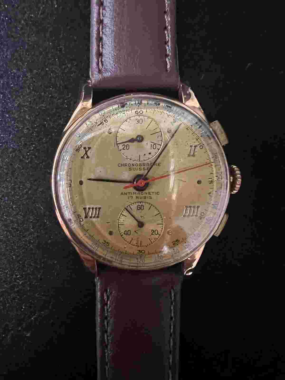 Vintage 18K Gold Chronographe Suisse Swiss Chronograph – A Timeless Masterpiece!