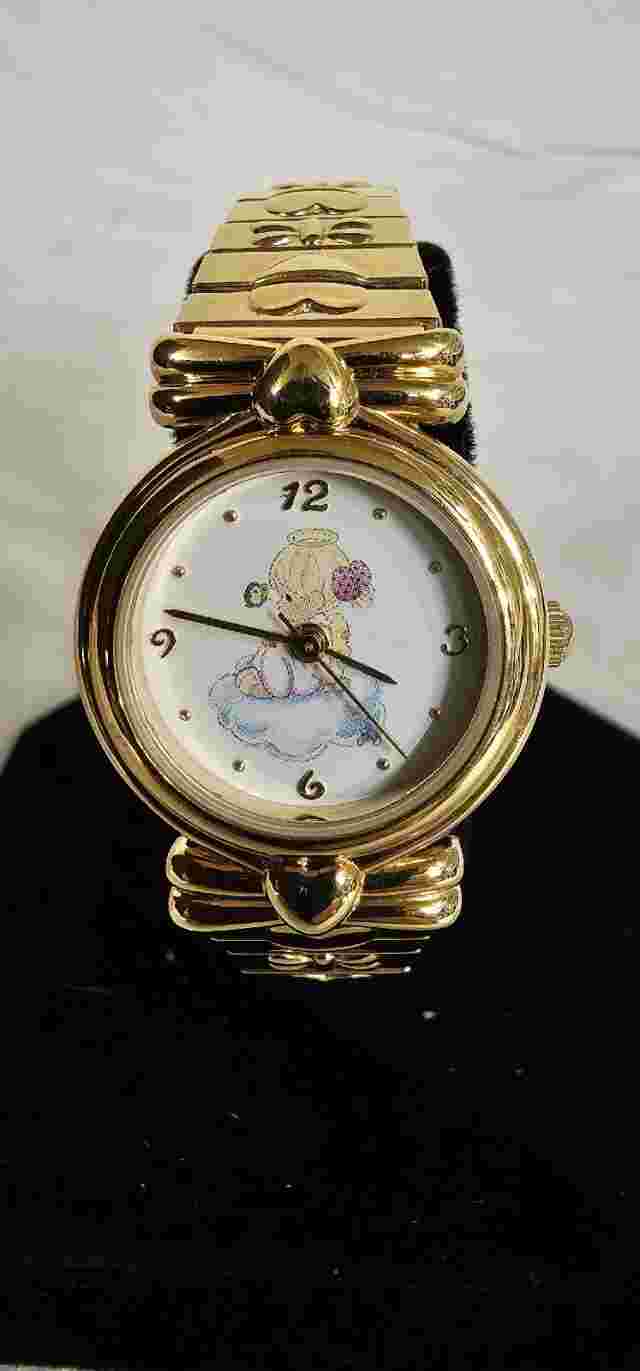 ⌚2001 Avon Precious Moments Gold Tone Watch Valdawn "Fluttering By To Say Hi"