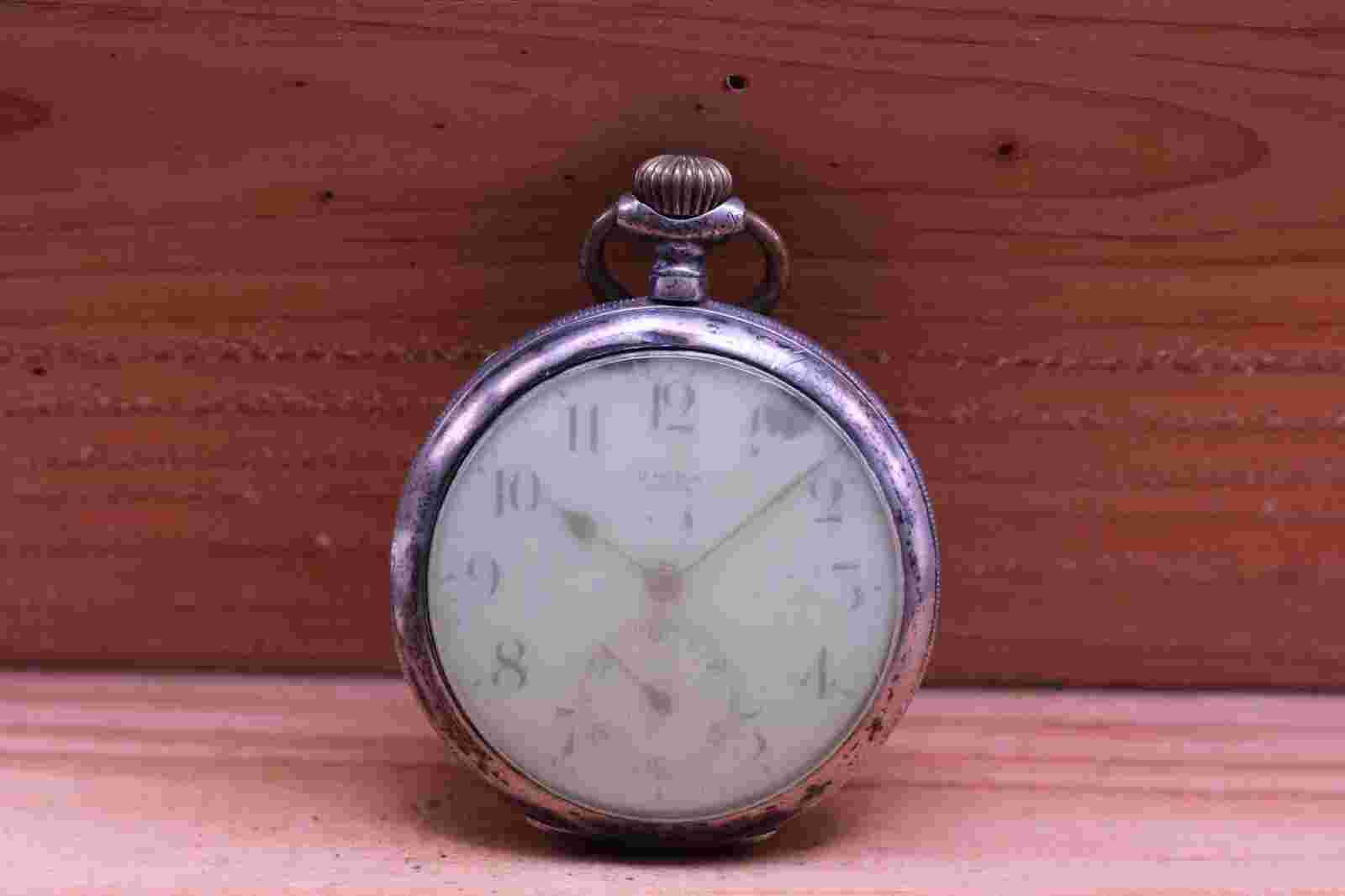 UNION ANCRE 800 SILVER MEN'S POCKET WATCH 47.5mm FOR REPAIR (IP)