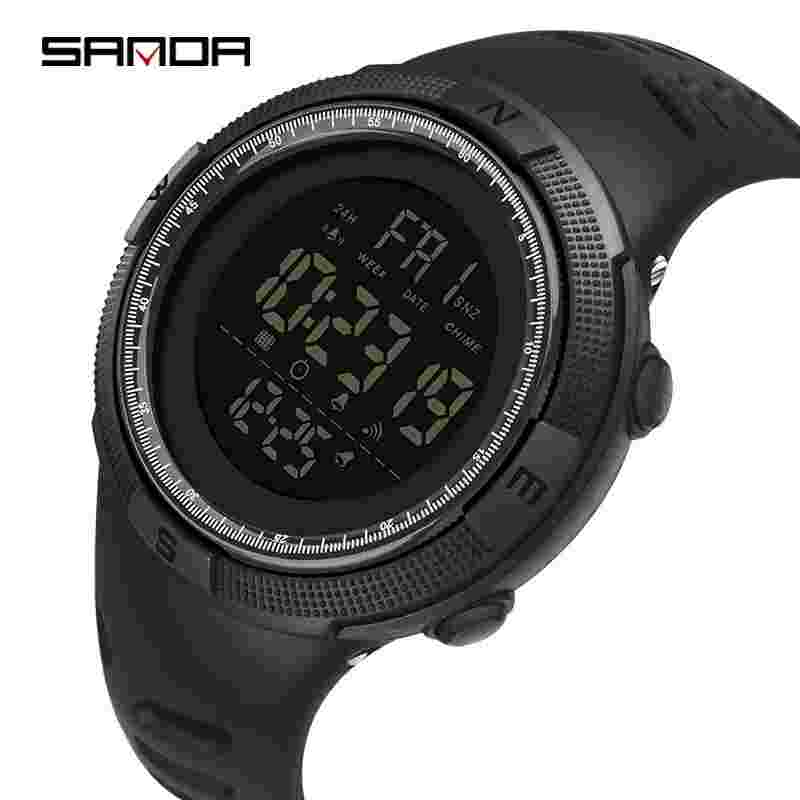 SANDA Multifunctional Waterproof Sports Student Watch silica gel strap Watch