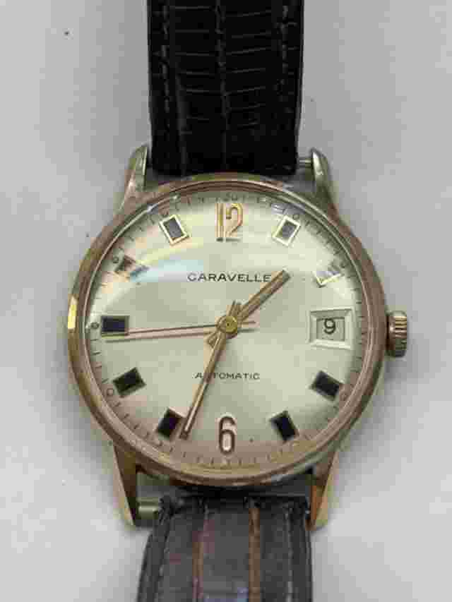 GENTS WATCH CARAVELLE BRN LEATHER BAND TAN COLOR FACE (N1-33467)