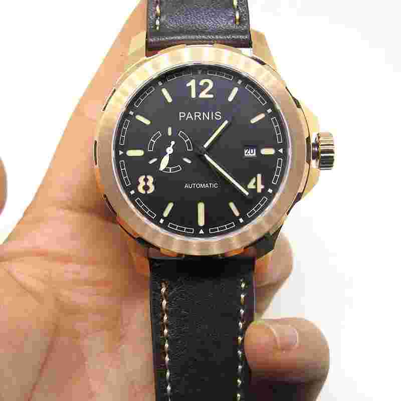 Parnis Miyota Automatic Men's Mechanical Watch Sapphire Crystal Rose Gold Case