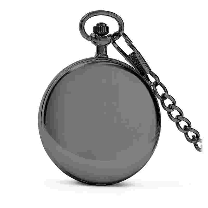 Speidel Classic Brushed Satin Silver-Tone Pocket Watch with 14" Chain Black Dial