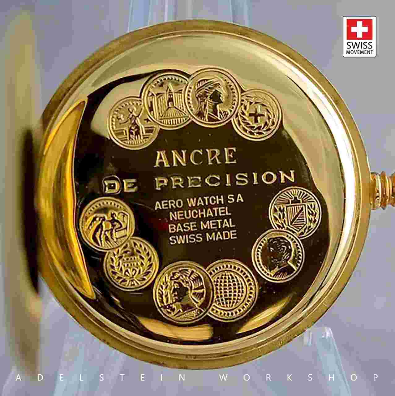 Swiss 14G New 17 Jewels Incabloc Gold-Plated Case Pocket Watch Unitas 6498