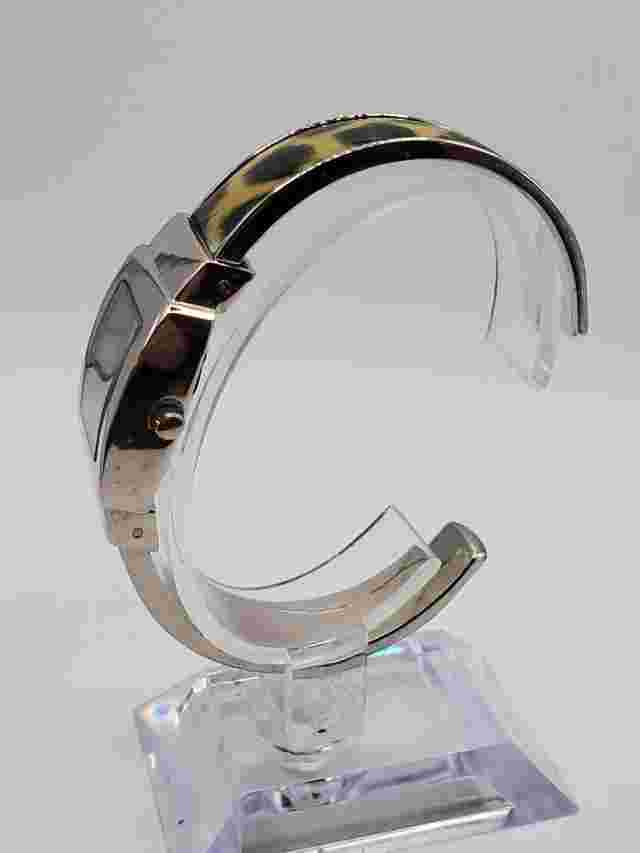 Minicci Ladies Quartz Watch 22mm Rectangle Silver Tone Leopard Print Cuff