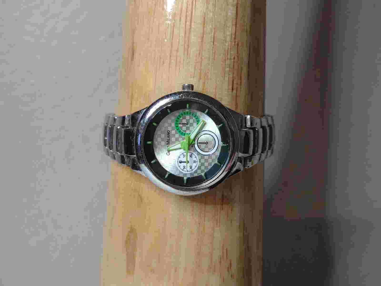 7 Inch Green, Sliver Tone, And Black Gino Milano Watch