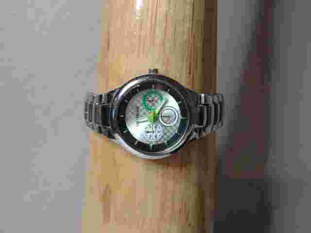 7 Inch Green, Sliver Tone, And Black Gino Milano Watch