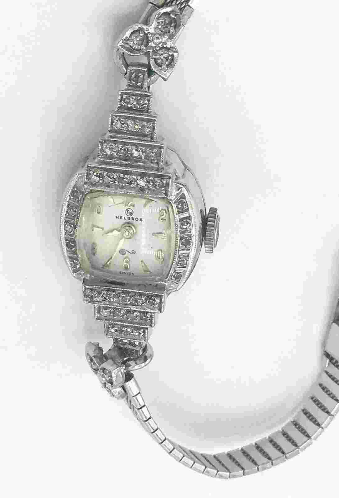 Speidel 10K 1/20 Gold Filled Diamond & Glass Stone Bezel Stainless Steel Watch