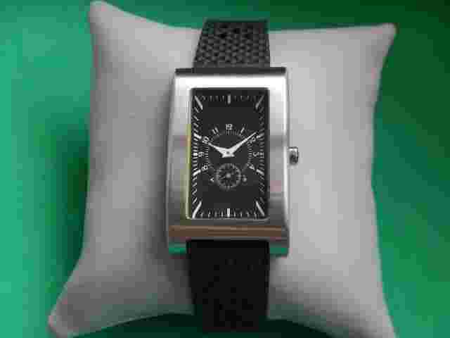 Elegant And Simple Watch Tank Case Curved Brushed Steel Black Dial