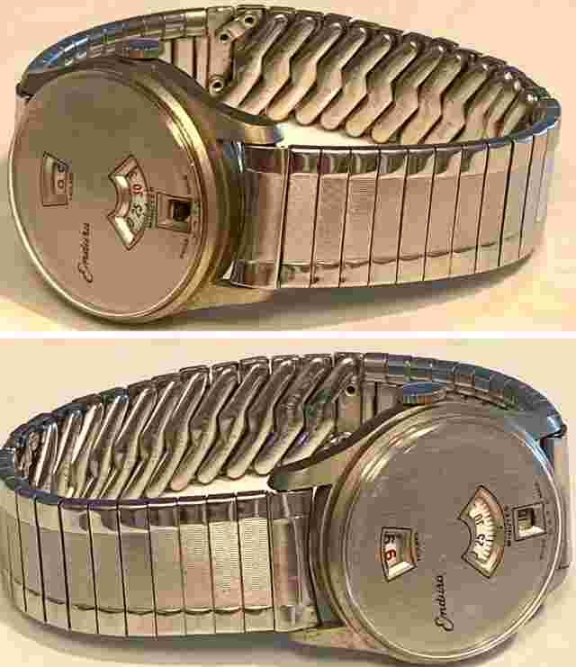 Vintage 1960s JUMP HOUR w/ Date Mechanical 30mm Silvertone Bracelet ENDURA Watch