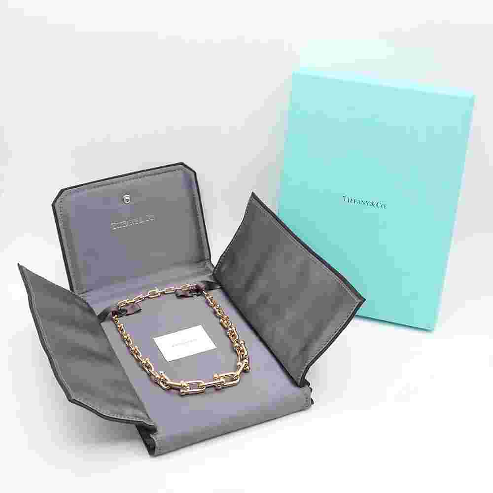 TIFFANY&Co. Hardware Graduated Link K18PG Pink Gold Unisex Men Women Necklace