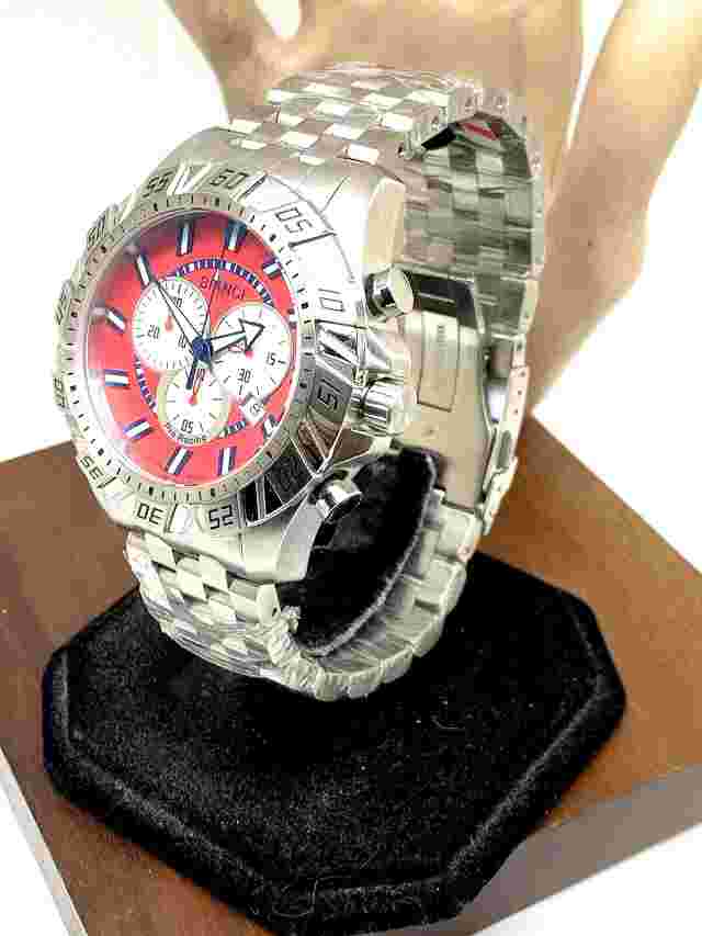 Roberto Bianci Men's Watch 7060M Red Dial Swiss Quartz Chronograph Steel 48mm