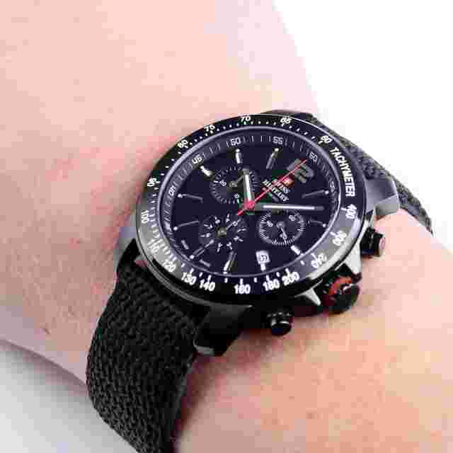 SWISS MILITARY SM34033.06 Army-Style Chronograph Black Nylon Strap Men's Watch