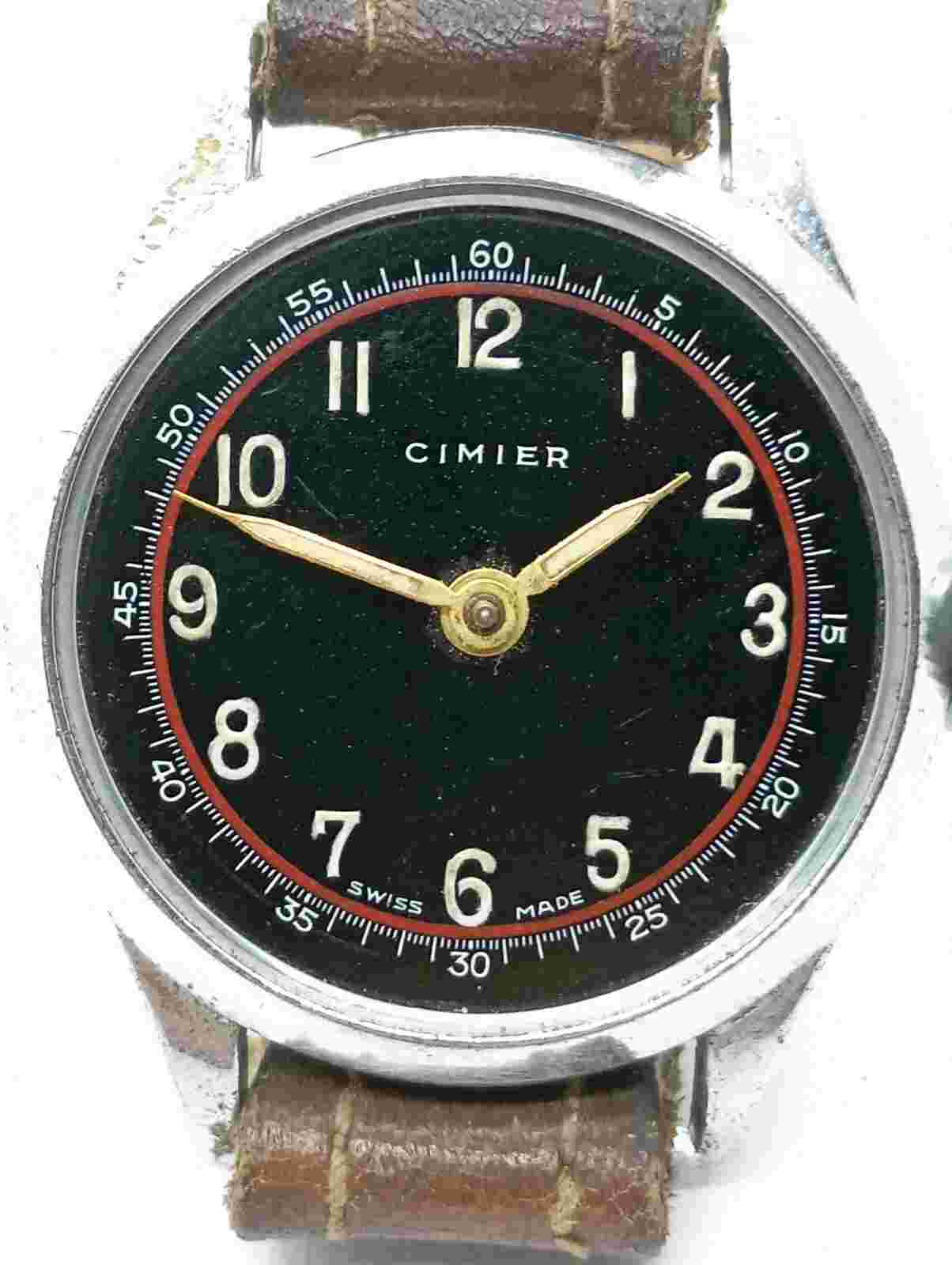 VINTAGE Swiss CIMIER Military Black Dial Lapanouse LTD Watch Working Well READ!