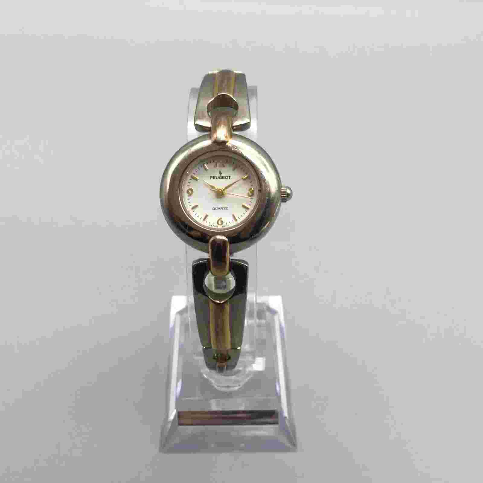 Peugeot Watch Women 24mm Silver Gold Two Tone Bracelet Band New Battery 6.75"