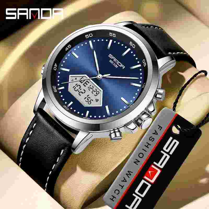 Sanda 3301 electronic watch multifunctional fashionable and trendy men's watch