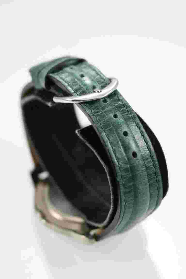 Sierra Club Men Watch Stainless Silver Gold Leather Green Day Date 24hr Quartz