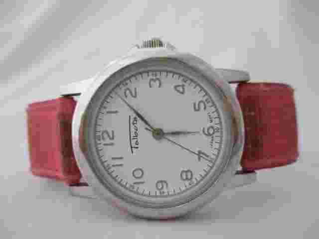 Talbots Watch Pink Band Silver Tone Round White Face  *Working*