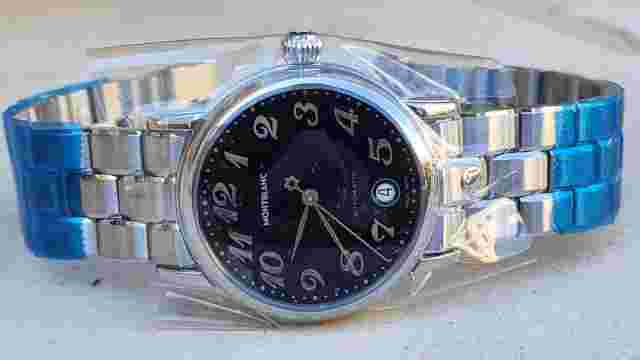 Montblanc Meisterstuck 7042 36mm Stainless Steel White Dial with Leather Black Strap Men's Wristwatch
