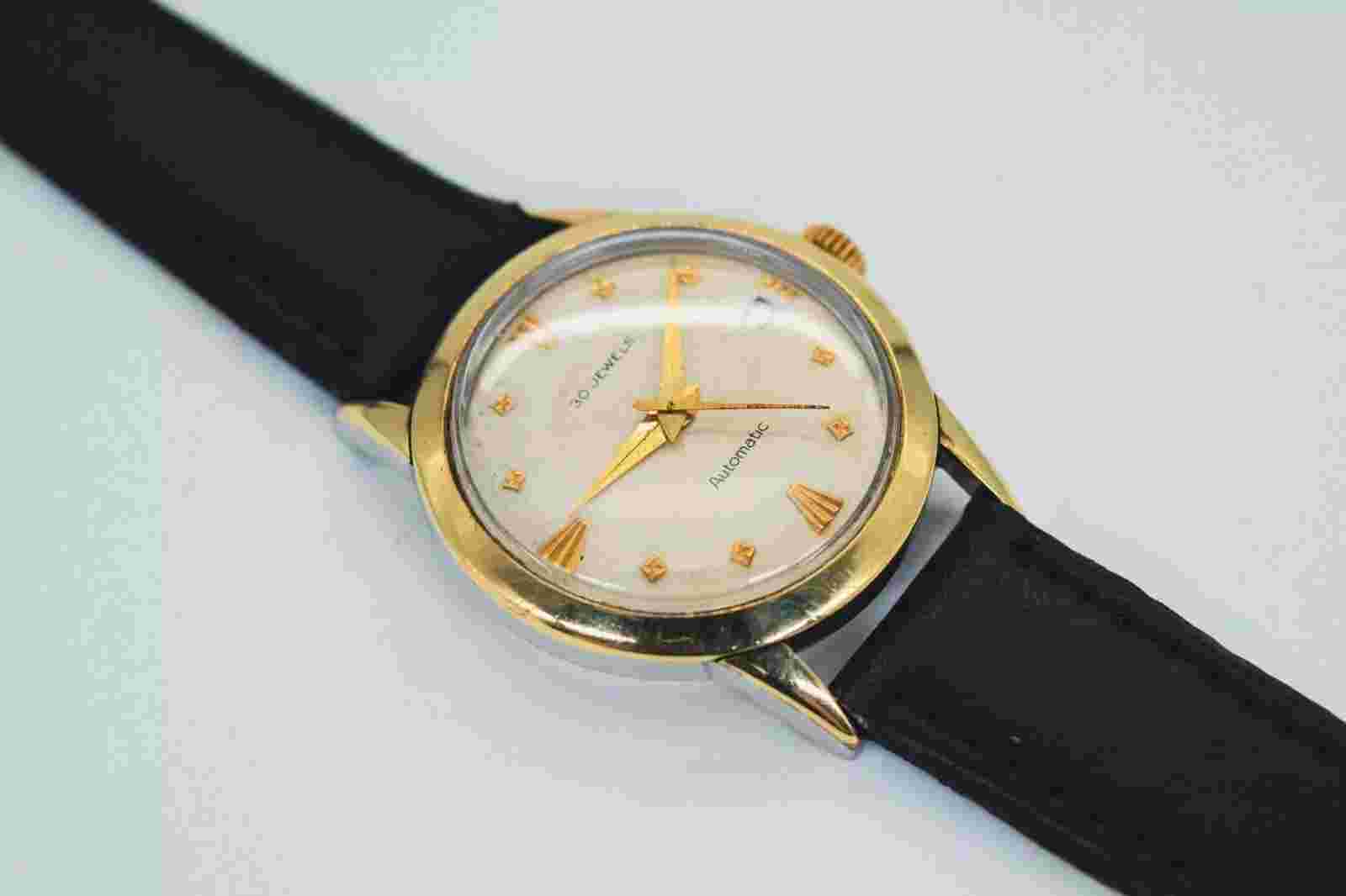 Gold Top Automatic Vintage Watch Felsa Cal. 692 30 Jewel Movement New Strap
