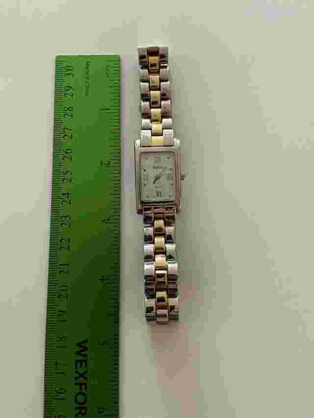 Polini Tank Watch Women's Silver Gold Toned Analog Watch *Working* Great Nice