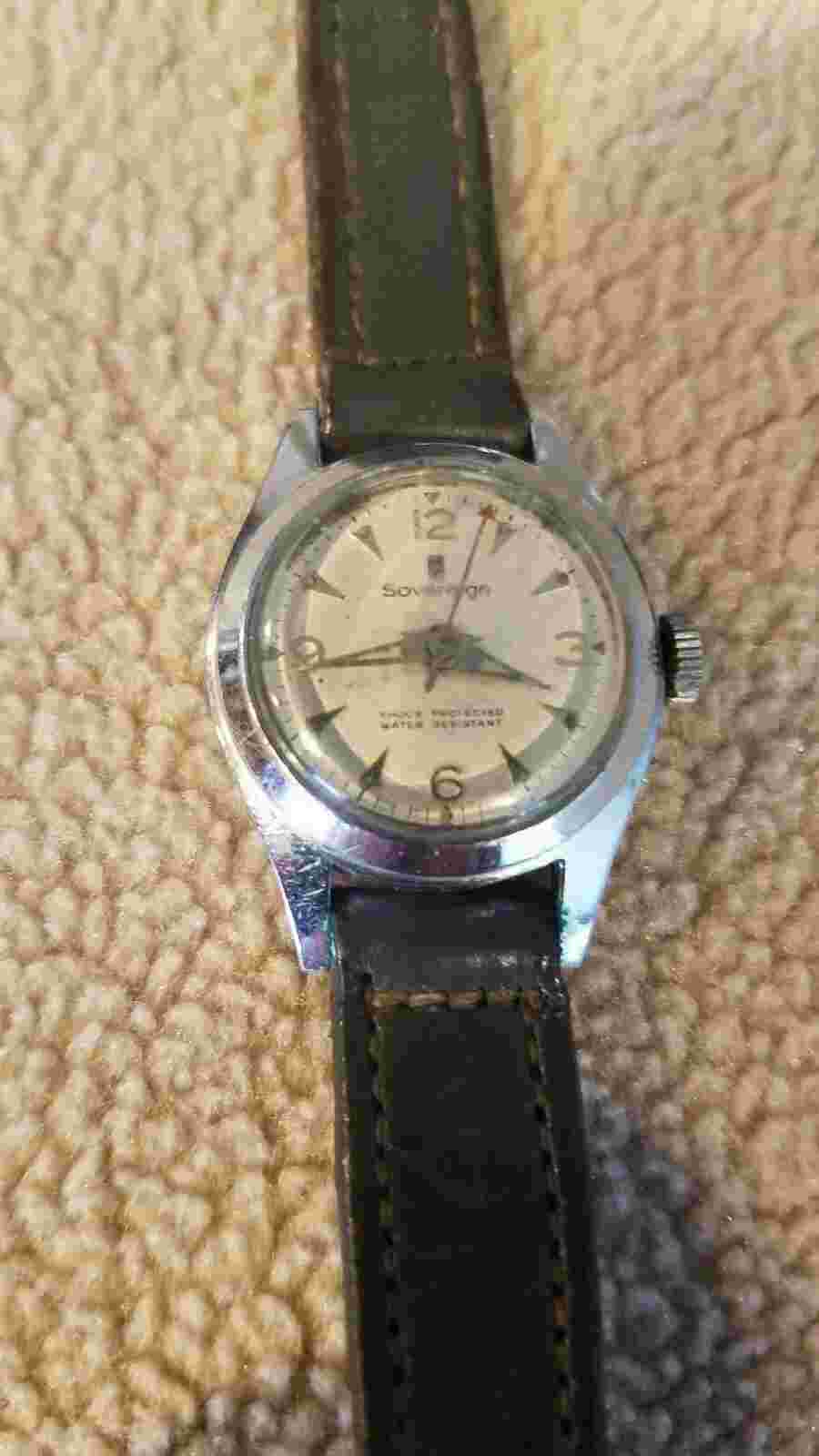 VINTAGE LADIES SOVEREIGN WRIST WATCH BROWN LEATHER BAND - UNTESTED