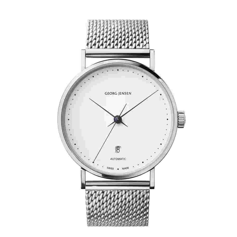 Georg Jensen Watch w/ White Dial & Steel Bracelet - Koppel K41-ST70